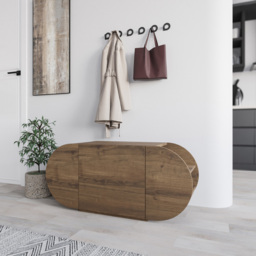Decortie Pozy 2 Shelf Single Door Dark Oak Effect Modern Shoe Storage Bench - Size: 50 x 110 x 40.4cm - Brown - Wilko - thumbnail 6