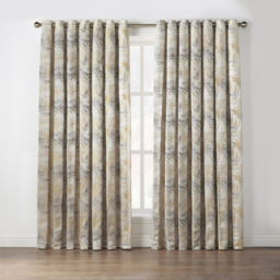 Alan Symonds Dupion Ochre Fern Jacquard Ring Top Eyelet Curtains 117 x 183cm - Size: W 117 x D 183cm - Wilko - thumbnail 7