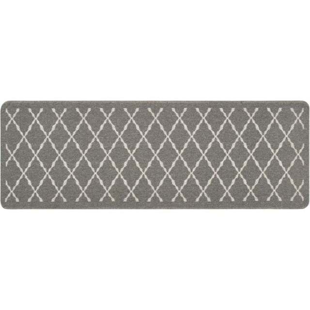 My Mat Arbor Silver Diamond Stain Resistant Runner 67 x 200cm - Size: 67 x 200 x 2cm - grey - Wilko - image 1