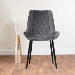 Furniturebox Arona Cesano 4 Seater Round Dining Set Grey and Black - Wilko - thumbnail 4