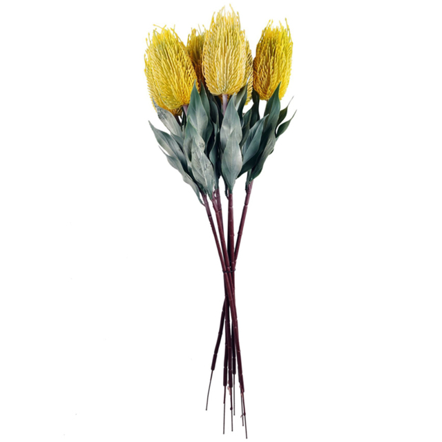 Leaf Yellow Banksia Menziesii Artificial Stem 75cm 6 Pack - Size: 75 x 10 x 10cm - Wilko - image 1
