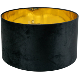 ValueLights Reni Black Velvet and Gold Inner Large Pendant Shade - Size: 25 x 45 x 45cm - Wilko