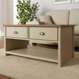 GFW Lancaster 2 Drawer Cream Coffee Table - Size: 55 x 99 x 50cm - Wilko
