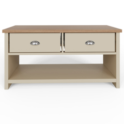 GFW Lancaster 2 Drawer Cream Coffee Table - Size: 55 x 99 x 50cm - Wilko - thumbnail 3