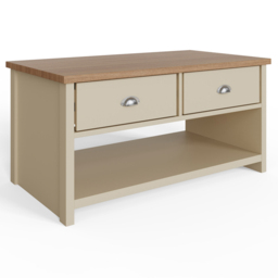 GFW Lancaster 2 Drawer Cream Coffee Table - Size: 55 x 99 x 50cm - Wilko - thumbnail 4