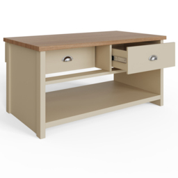 GFW Lancaster 2 Drawer Cream Coffee Table - Size: 55 x 99 x 50cm - Wilko - thumbnail 5