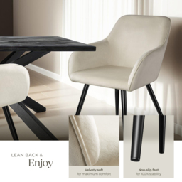 tectake Marilyn Cream and Black Velvet Look Padded Dining Chair - Size: 82 x 58 x 62cm - Wilko - thumbnail 5