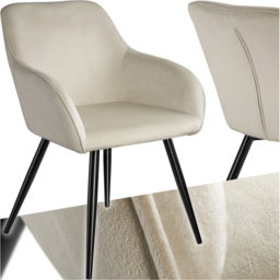 tectake Marilyn Cream and Black Velvet Look Padded Dining Chair - Size: 82 x 58 x 62cm - Wilko - thumbnail 3
