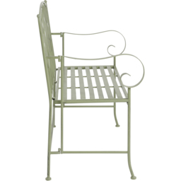 Charles Bentley 2 Seater Sage Green Rustic Metal Leaf Pattern Garden Bench - Wilko - thumbnail 6