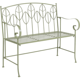 Charles Bentley 2 Seater Sage Green Rustic Metal Leaf Pattern Garden Bench - Wilko - thumbnail 3