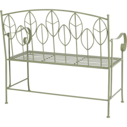 Charles Bentley 2 Seater Sage Green Rustic Metal Leaf Pattern Garden Bench - Wilko - thumbnail 5
