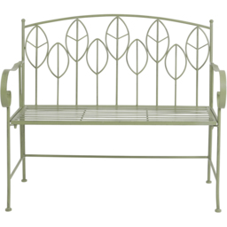 Charles Bentley 2 Seater Sage Green Rustic Metal Leaf Pattern Garden Bench - Wilko - thumbnail 4