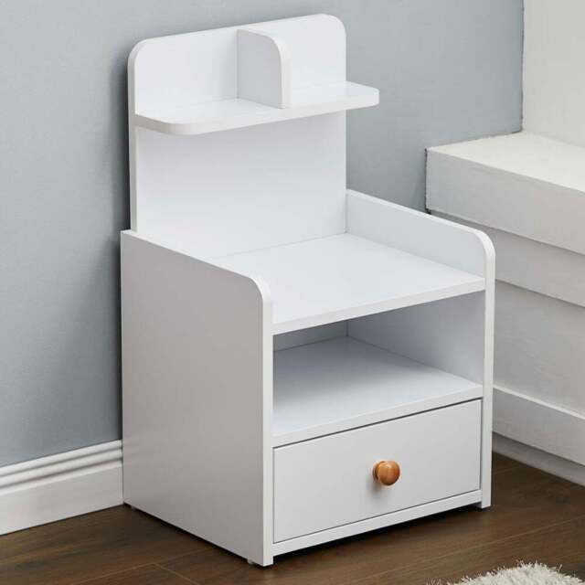 Living and Home Single Drawer and 4 Shelves White Bedside Table - Wilko - image 1