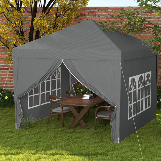 Outsunny 3 x 3m Grey Pop Up Gazebo with Windows - Size: 21 x 21 x 119cm - Wilko - image 1