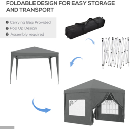 Outsunny 3 x 3m Grey Pop Up Gazebo with Windows - Size: 21 x 21 x 119cm - Wilko - thumbnail 6