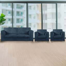 Luxor 5 Seater Navy Blue Jumbo Cord Full Back Sofa Suite - Wilko - thumbnail 1