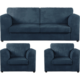 Luxor 5 Seater Navy Blue Jumbo Cord Full Back Sofa Suite - Wilko - thumbnail 3
