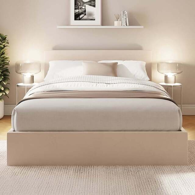 GFW Small Double Natural Velvet End Lift Ottoman Bed - Wilko - image 1
