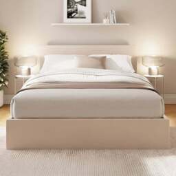 GFW Small Double Natural Velvet End Lift Ottoman Bed - Wilko