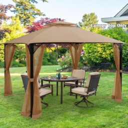 Costway 368 x 303cm Brown Gazebo Replacement Top with Air Vent and Drainage Holes - Size: 368 x 303 x 280cm - Wilko - thumbnail 3