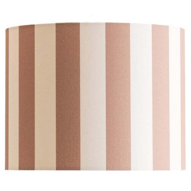 ValueLights Callie Colour Clash Natural and Brown Striped Fabric Large Drum Lamp Shade - Size: 22 x 29.5 x 29.5cm - Multi - Wilko - image 1