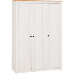 Seconique Panama 3 Door White and Natural Wax Wardrobe - Wilko - thumbnail 3