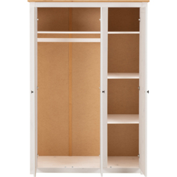 Seconique Panama 3 Door White and Natural Wax Wardrobe - Wilko - thumbnail 5