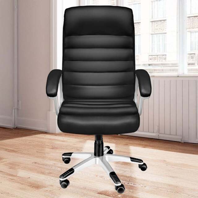 tectake Paul Black Height Adjustable Padded Office Chair - Size: 124 x 66 x 60cm - Wilko - image 1