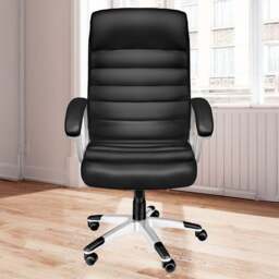 tectake Paul Black Height Adjustable Padded Office Chair - Size: 124 x 66 x 60cm - Wilko