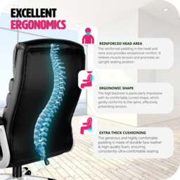 tectake Paul Black Height Adjustable Padded Office Chair - Size: 124 x 66 x 60cm - Wilko - thumbnail 6