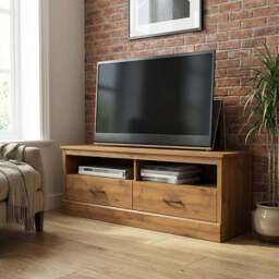 Camford 2 Drawer Mexican Pine Large TV Unit - Size: 44 x 139 x 39cm - Brown - Wilko - thumbnail 4