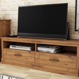 Camford 2 Drawer Mexican Pine Large TV Unit - Size: 44 x 139 x 39cm - Brown - Wilko - thumbnail 1