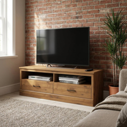 Camford 2 Drawer Mexican Pine Large TV Unit - Size: 44 x 139 x 39cm - Brown - Wilko - thumbnail 3