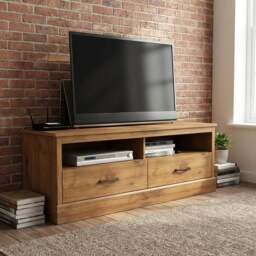 Camford 2 Drawer Mexican Pine Large TV Unit - Size: 44 x 139 x 39cm - Brown - Wilko - thumbnail 5