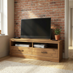 Camford 2 Drawer Mexican Pine Large TV Unit - Size: 44 x 139 x 39cm - Brown - Wilko - thumbnail 7