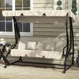 Outsunny 3 Seater Cream Garden Swing Chair with Adjustable Canopy - Wilko - thumbnail 1