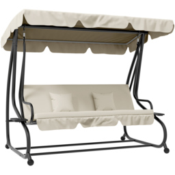 Outsunny 3 Seater Cream Garden Swing Chair with Adjustable Canopy - Wilko - thumbnail 3
