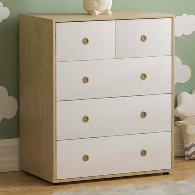 JUNIOR VIDA Neptune 5 Drawer White and Oak Storage Chest - Size: 5 Drawers - Wilko - image 1
