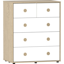 JUNIOR VIDA Neptune 5 Drawer White and Oak Storage Chest - Size: 5 Drawers - Wilko - thumbnail 3