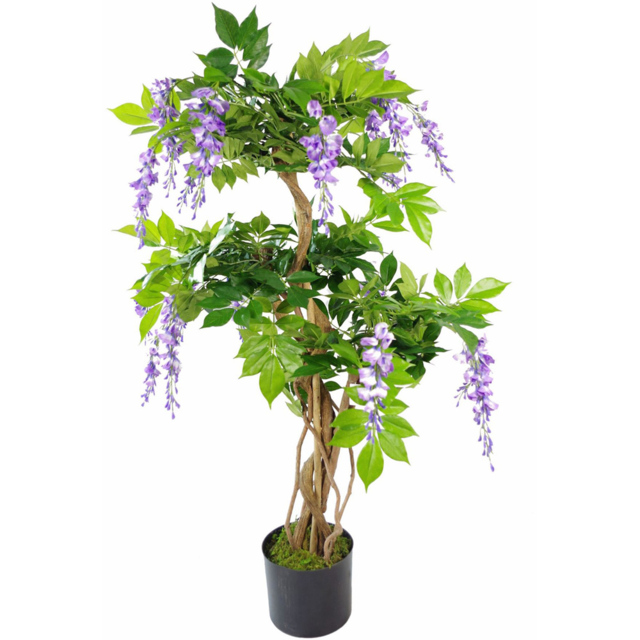 Leaf Purple Wisteria Blossom Artificial Tree in Plastic Pot 3.6ft - Size: 110 x 70 x 70cm - Green - Wilko - image 1