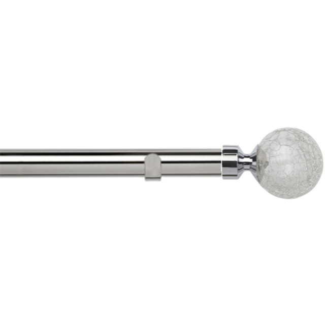 New Edge Blinds 210cm Fixed Length Chrome Eyelet Metal Curtain Pole Set with Crash Finial - Wilko - image 1