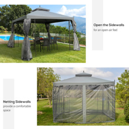 Outsunny 3 x 3m 2-Tier Grey Gazebo with Mesh Curtains - Wilko - thumbnail 7