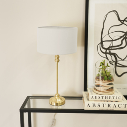 ValueLights Maggie Grey and Gold Drum Shade Candlestick LED Table Lamp - Size: 50 x 25 x 25cm - Wilko - thumbnail 4