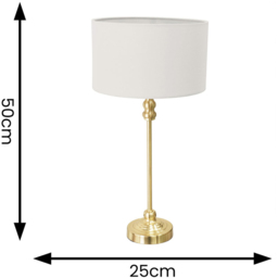ValueLights Maggie Grey and Gold Drum Shade Candlestick LED Table Lamp - Size: 50 x 25 x 25cm - Wilko - thumbnail 5
