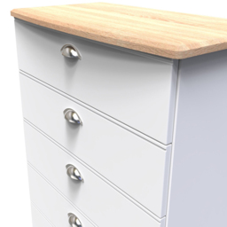 Crowndale Victoria 5 Drawer White Ash and Oak Chest of Drawers - Wilko - thumbnail 6