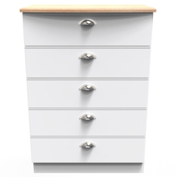 Crowndale Victoria 5 Drawer White Ash and Oak Chest of Drawers - Wilko - thumbnail 3