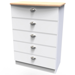 Crowndale Victoria 5 Drawer White Ash and Oak Chest of Drawers - Wilko - thumbnail 5