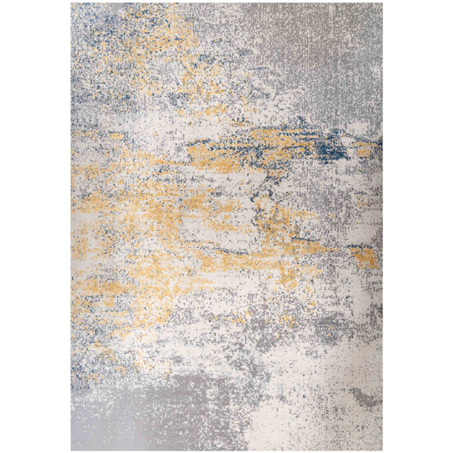 Kukoon Silver Grey and Ochre Distressed Abstract Rug 240 x 60cm - Yellow - Wilko - image 1