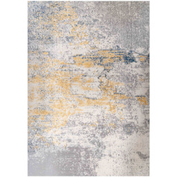 Kukoon Silver Grey and Ochre Distressed Abstract Rug 240 x 60cm - Yellow - Wilko
