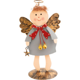 St Helens Grey Metal Angel Ornament 17cm - Size: 7 x 10 x 17cm - Wilko - thumbnail 1